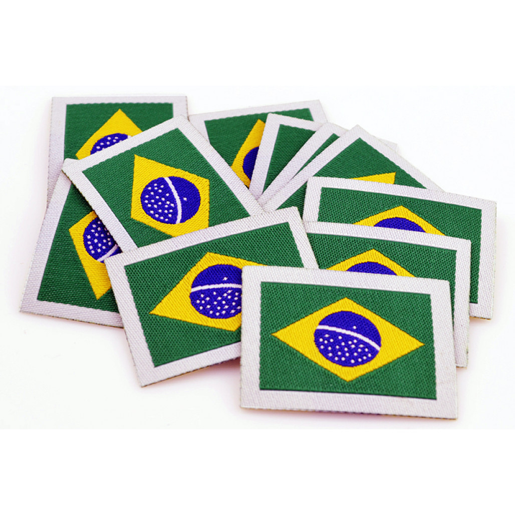 Patch Bordado – Bandeira do Brasil Preta e Cinza - Patch Bordado – Bandeira  do Brasil Preta e Cinza - FIO DE OURO